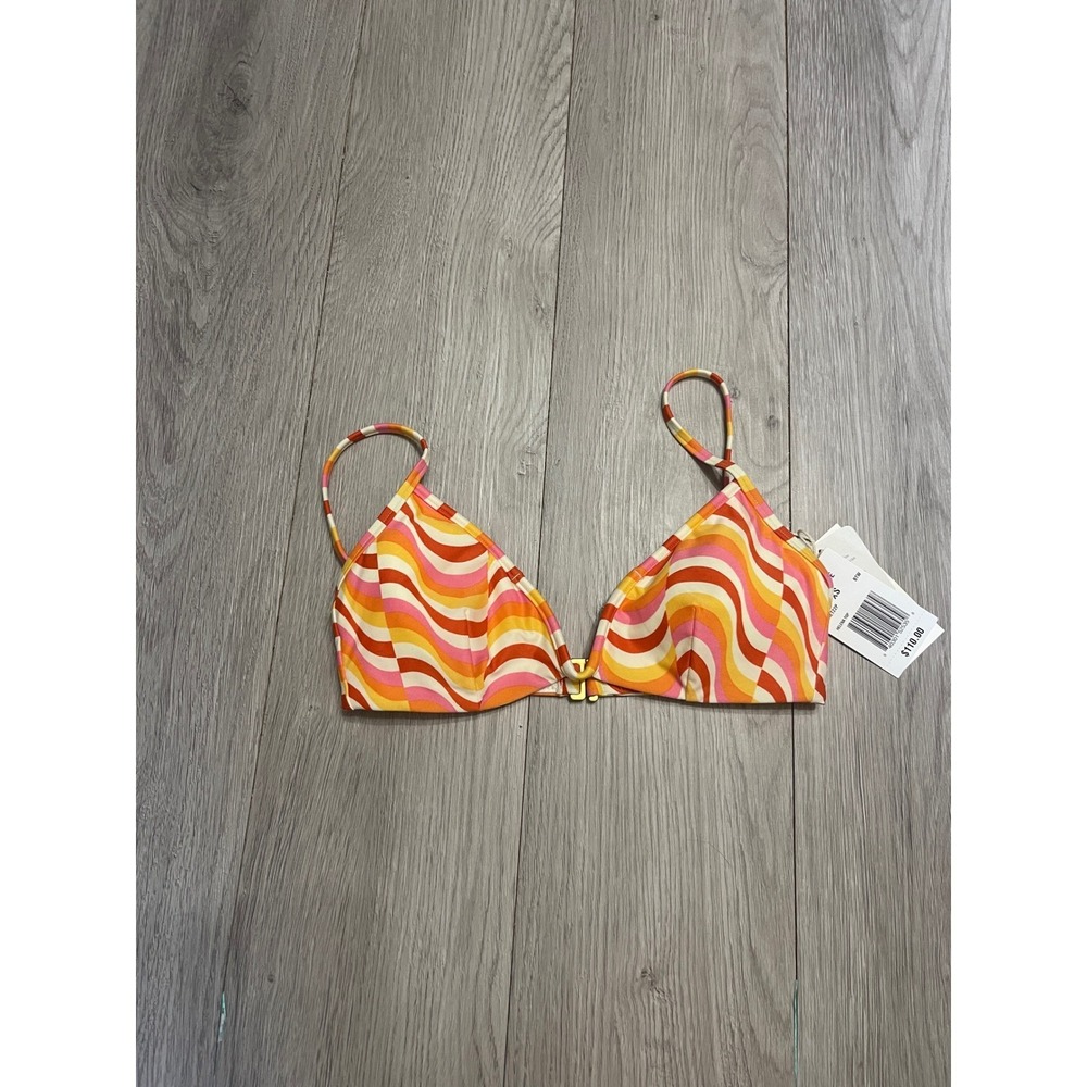L Space Y2K Retro Swirl Print Bikini Top Pastel Orange Pink Adjustable Strap - Picture 2 of 12
